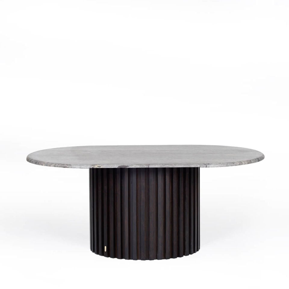 Traverten Oval Orta Sehpa, Meşe – DOCIA Serisi Dark