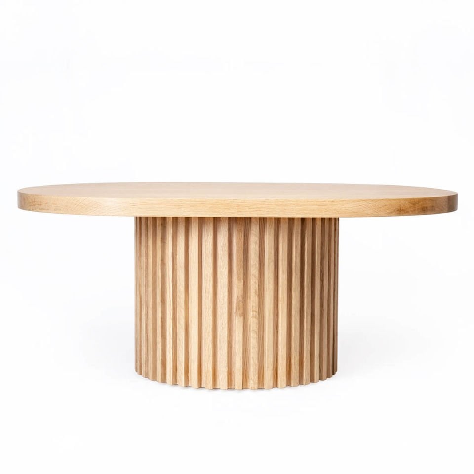 Solid Wood Oval Coffee Table – DOCIA Series Raw