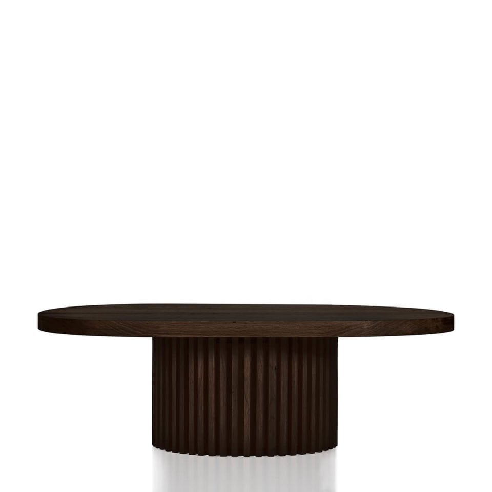 Solid Wood Oval Coffee Table – DOCIA Series Dark