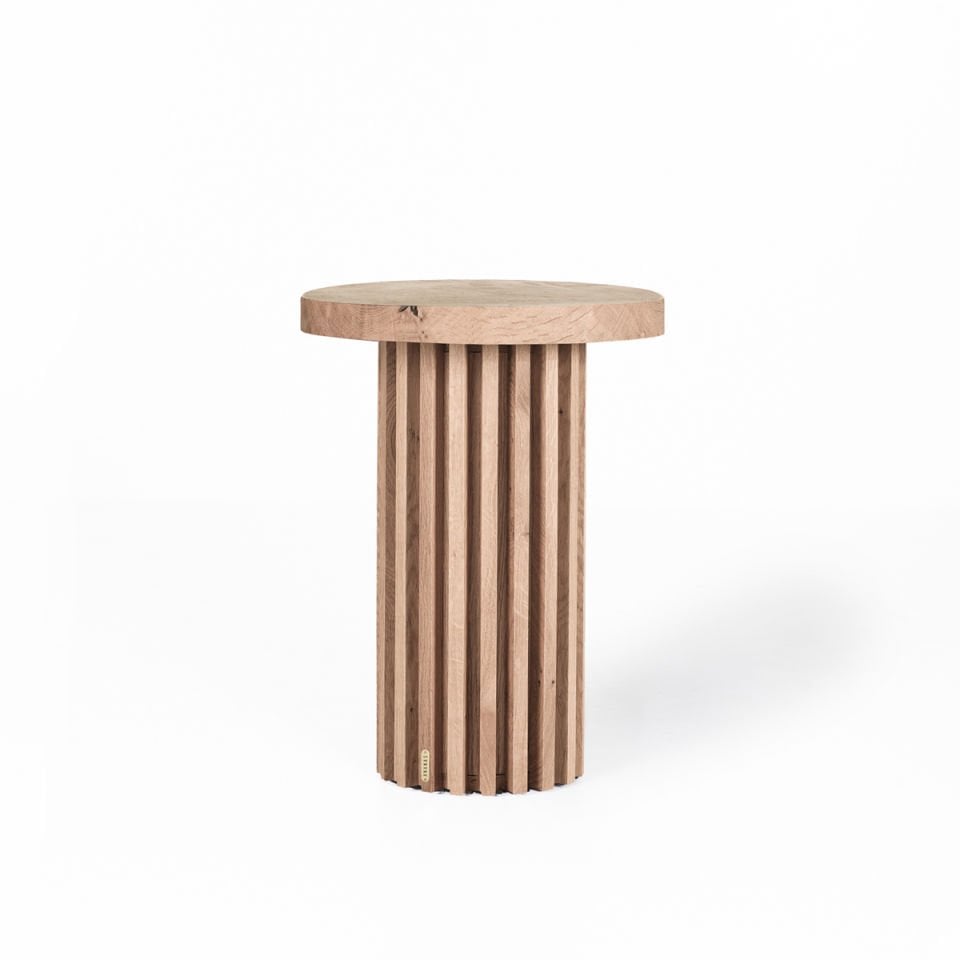 Solid Wood Round Side/Center Table – DOCIA Series Raw
