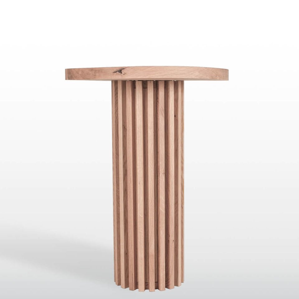 Solid Wood Round Side/Center Table – DOCIA Series Raw