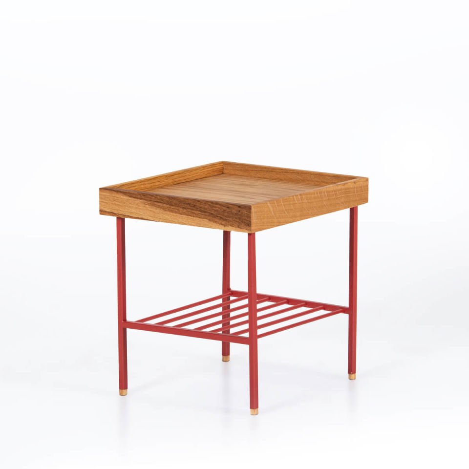 Solid Wood Short Side Table / Flower Pot – EDGE Series Honey - RED