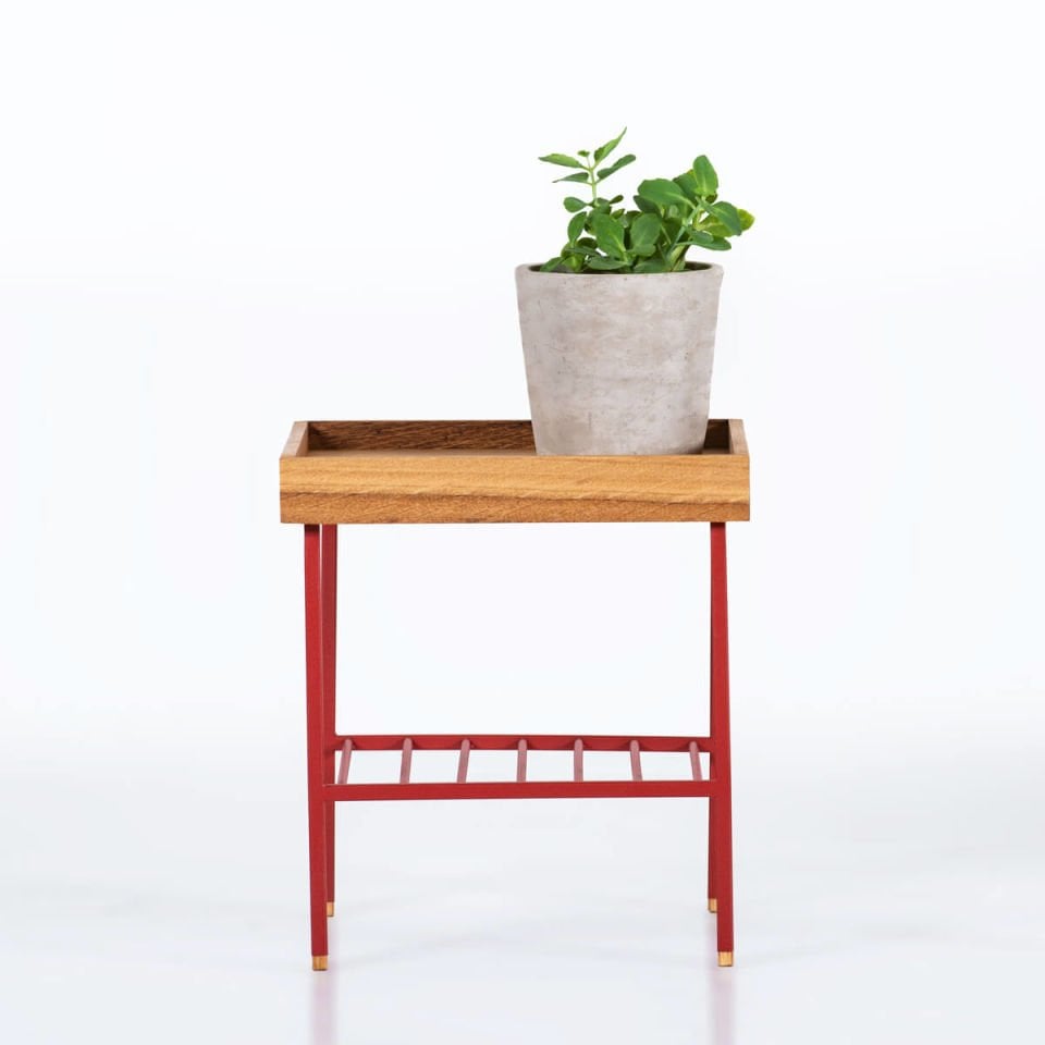 Solid Wood Short Side Table / Flower Pot – EDGE Series Honey - RED