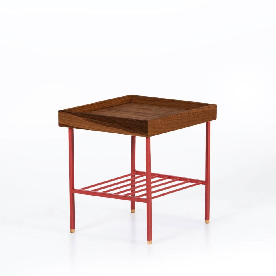 Solid Wood Short Side Table / Flower Pot – EDGE Series Forest - RED