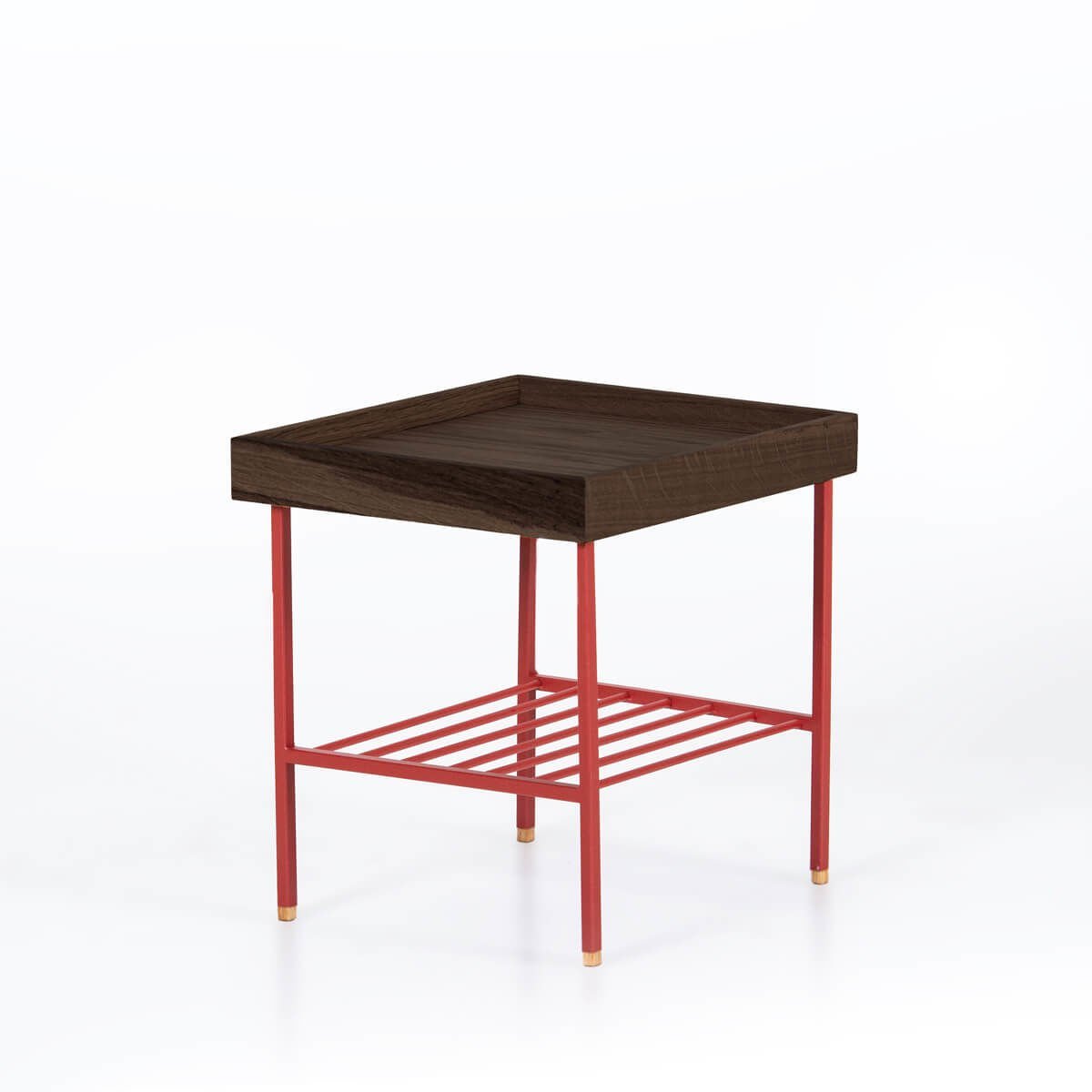 Solid Wood Short Side Table / Flower Pot – EDGE Series Dark - RED