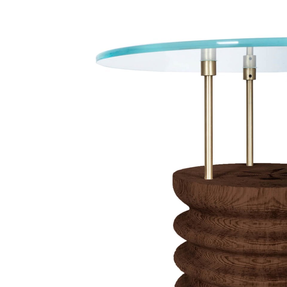 Round Glass, Cedar Short Side Table – SOFRA Series Forest