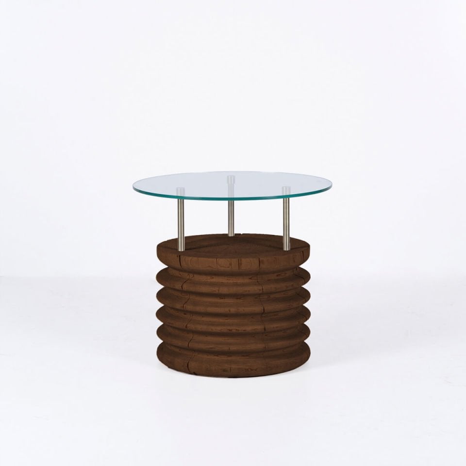 Round Glass, Cedar Short Side Table – SOFRA Series Forest