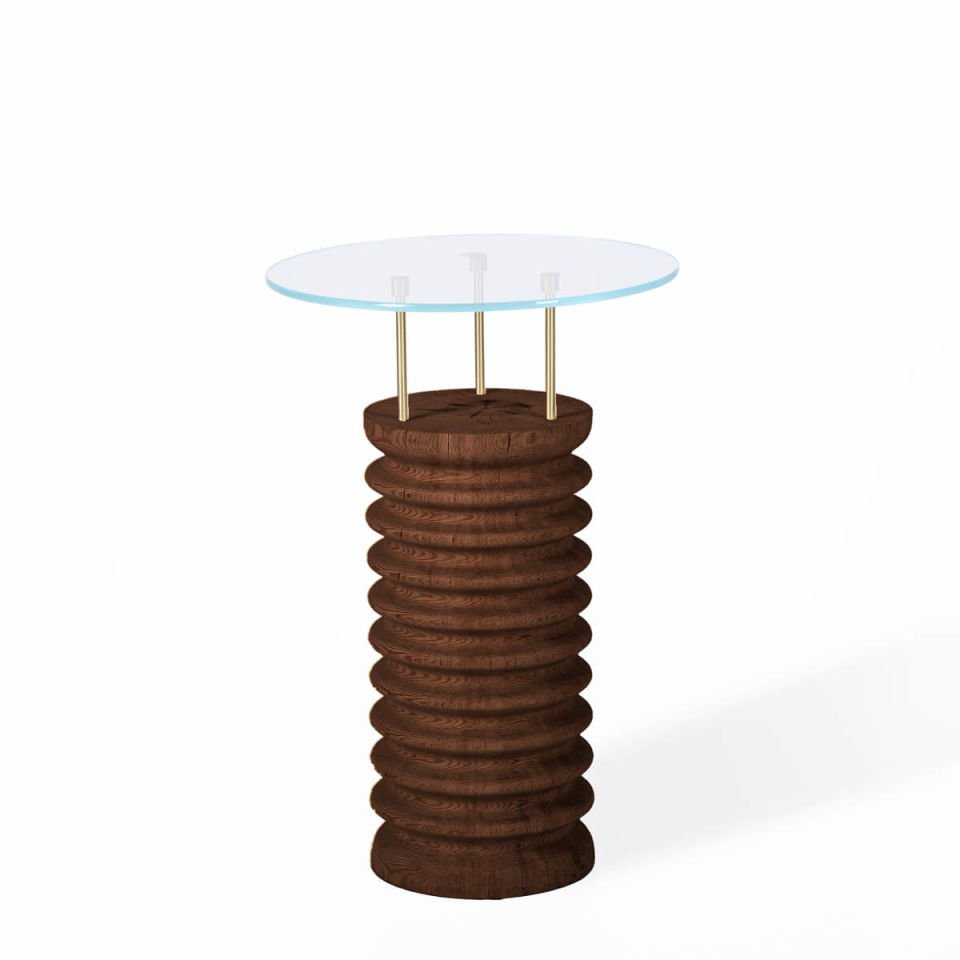 Round Glass, Cedar Side/Center Table – SOFRA Series Forest