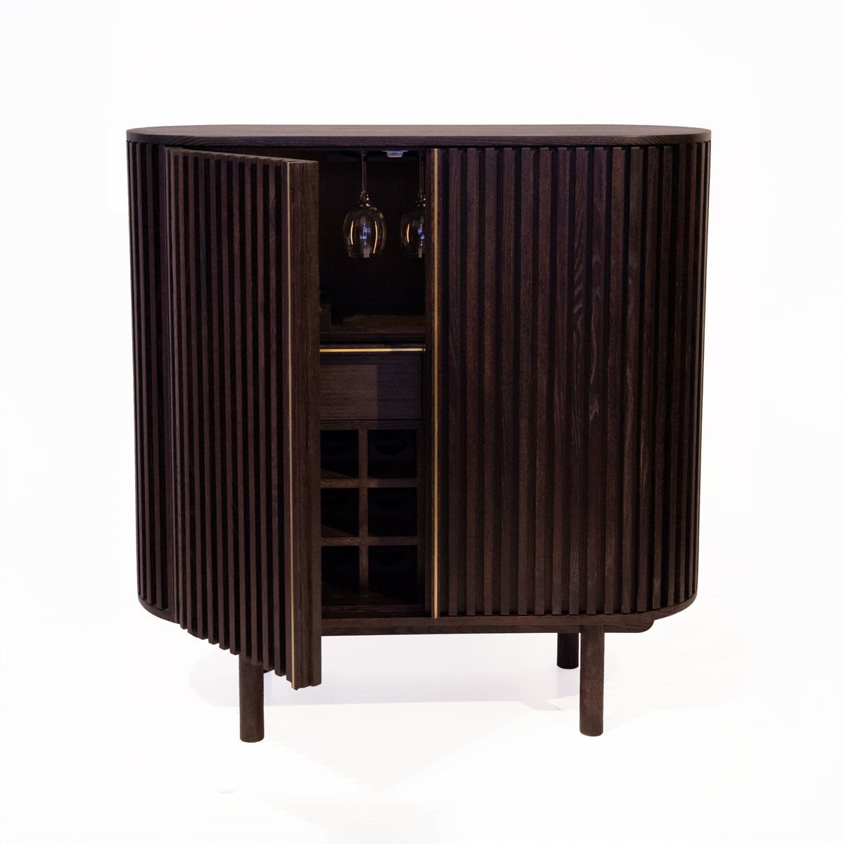 Solid Oak Cabinet – DOCIA MAHZEN Series Bar, Drink and Cocktail Cabinet Dark