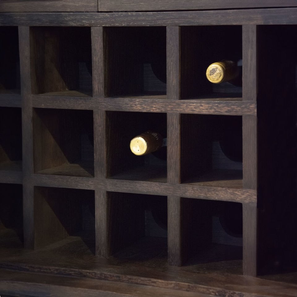 Solid Oak Cabinet – DOCIA MAHZEN Series Bar, Drink and Cocktail Cabinet Dark