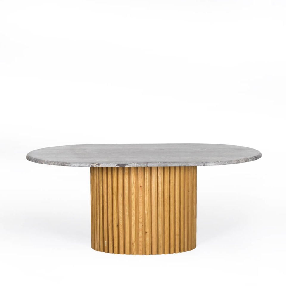 Traverten Oval Orta Sehpa, Meşe – DOCIA Serisi Honey