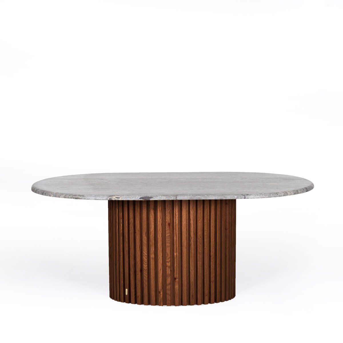 Travertine Oval Coffee Table, Oak – DOCIA Series Forest