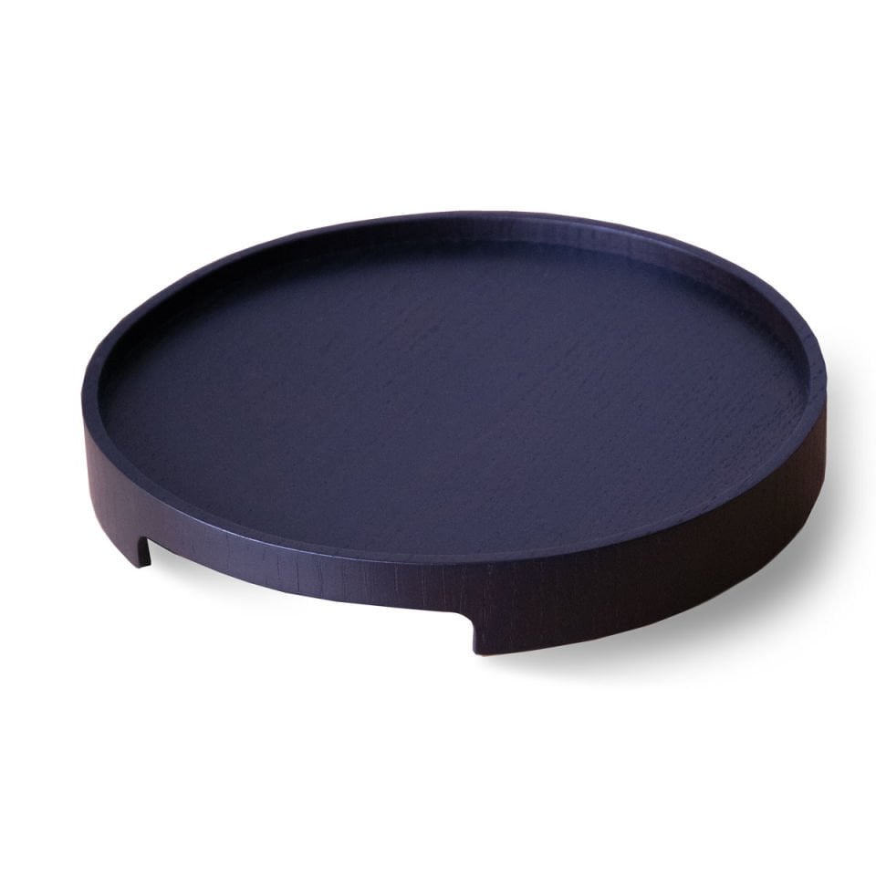 Solid Oak Serving Tray – EDGE Series, Round Dark