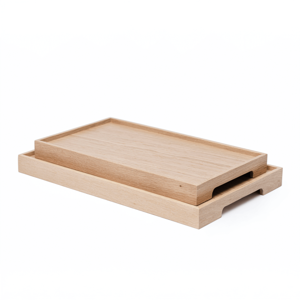 Wooden Serving Tray Set – EDGE Series Raw