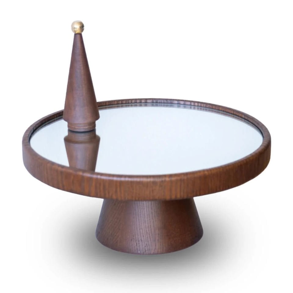 Round, Rotating Wooden Presentation Tray Forest
