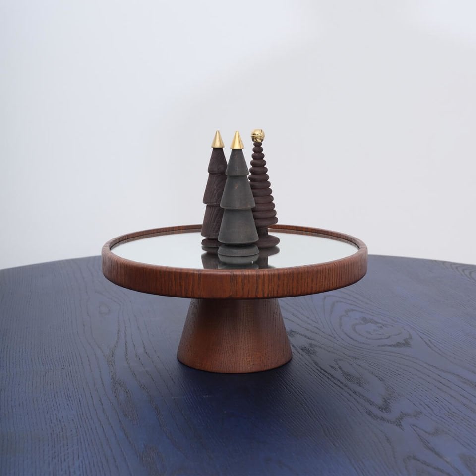 Round, Rotating Wooden Presentation Tray Forest
