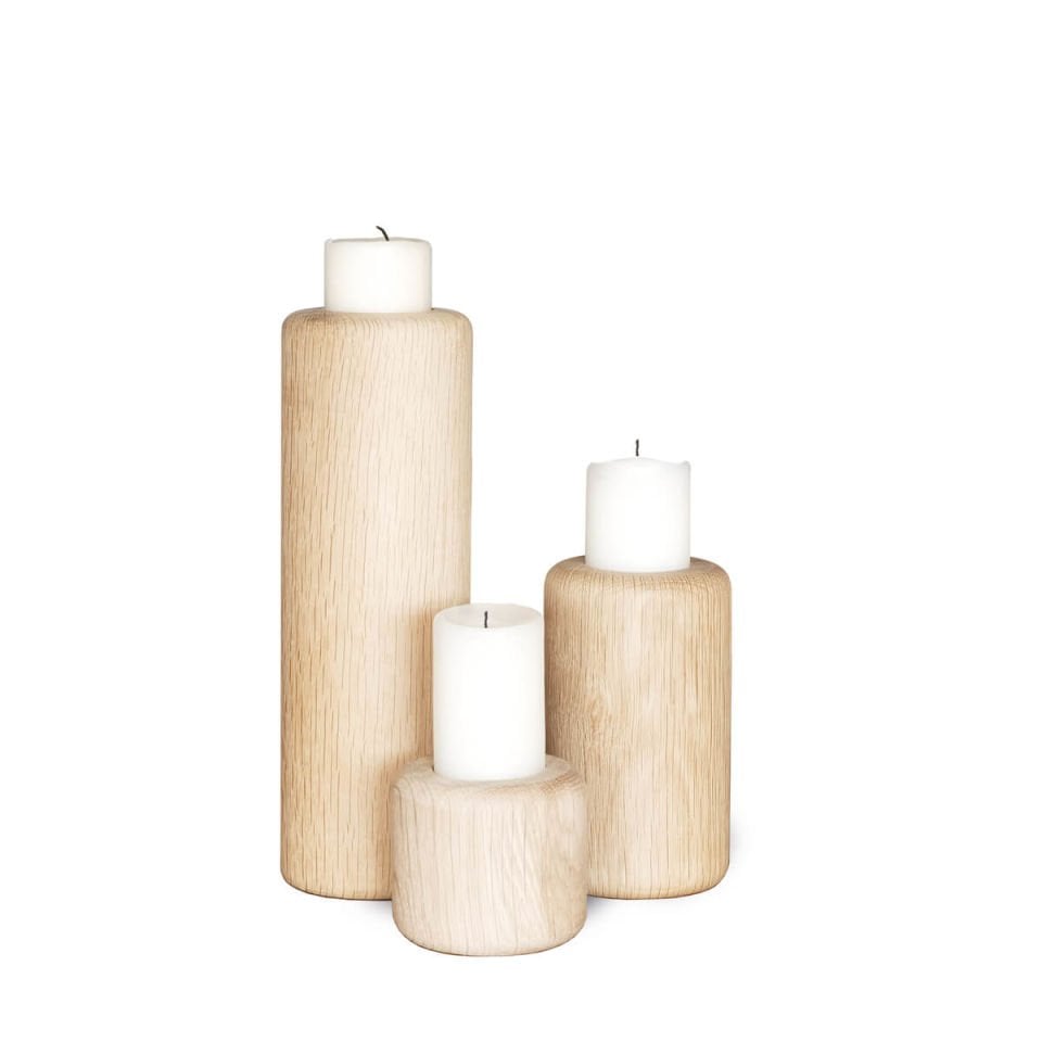 Solid Wood Candlestick - Small Raw