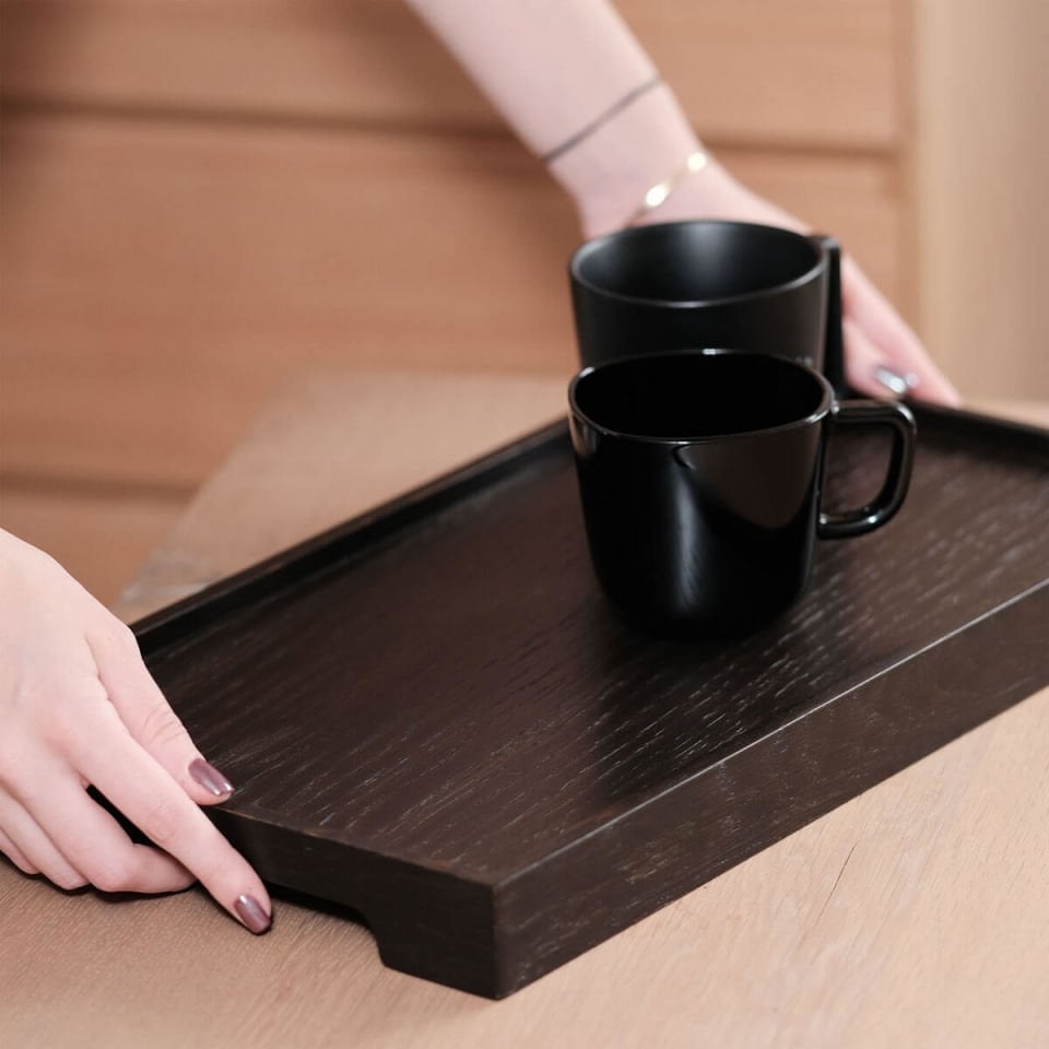 Wooden Serving Tray – EDGE Series, Rectangular Dark