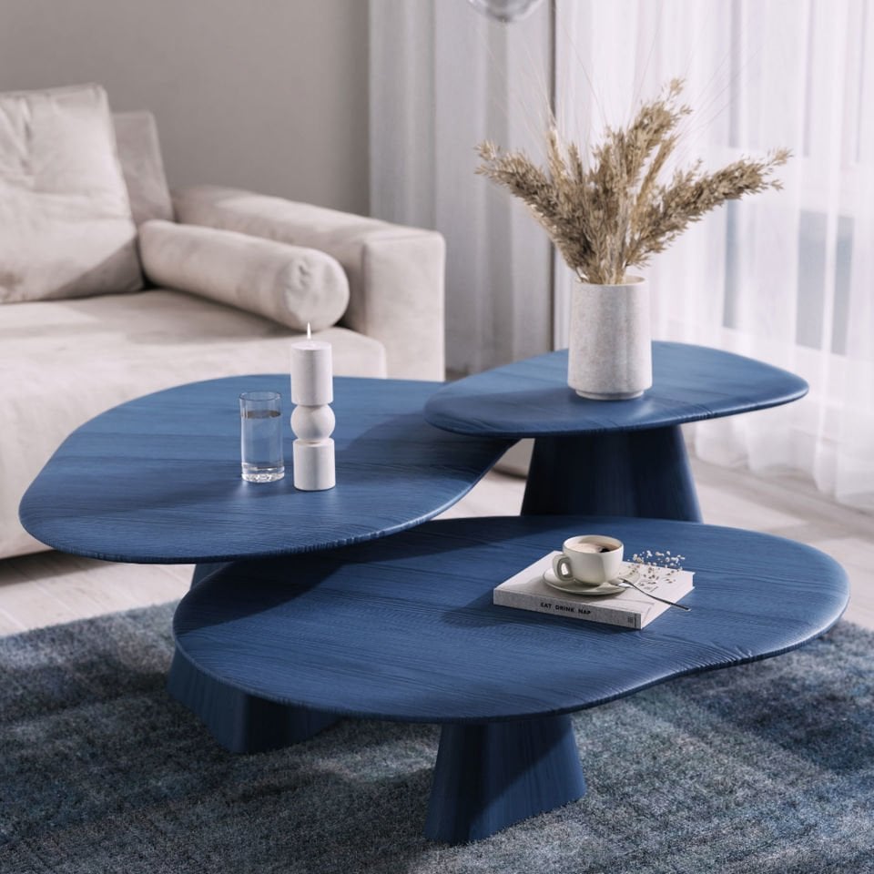 Ahşap Orta Sehpa - LAGOON Serisi Tall Navy Blue