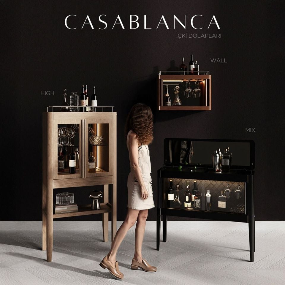 İçki Dolabı - CASABLANCA Mix Vitrin Serisi Dark