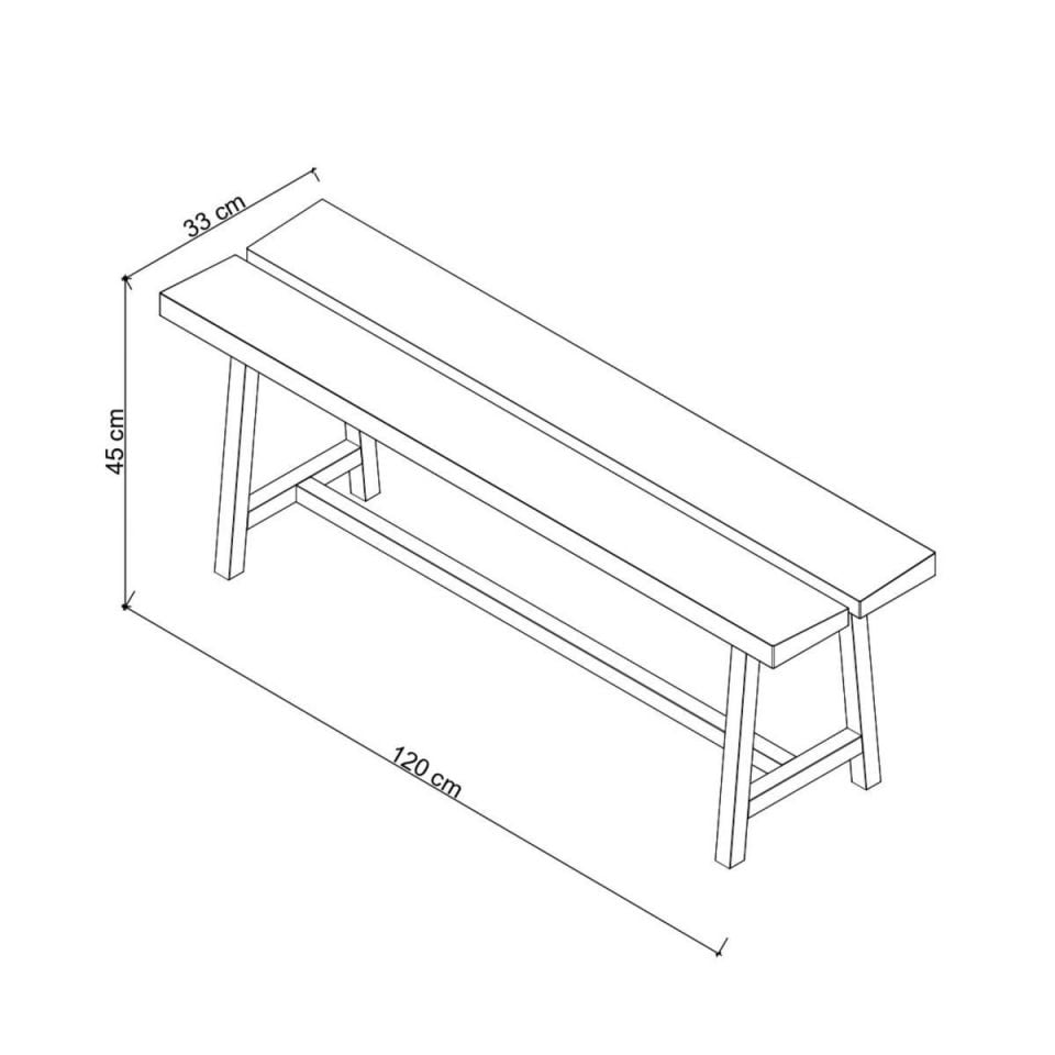 Masif Meşe Bank – PI Serisi Honey - 120 CM