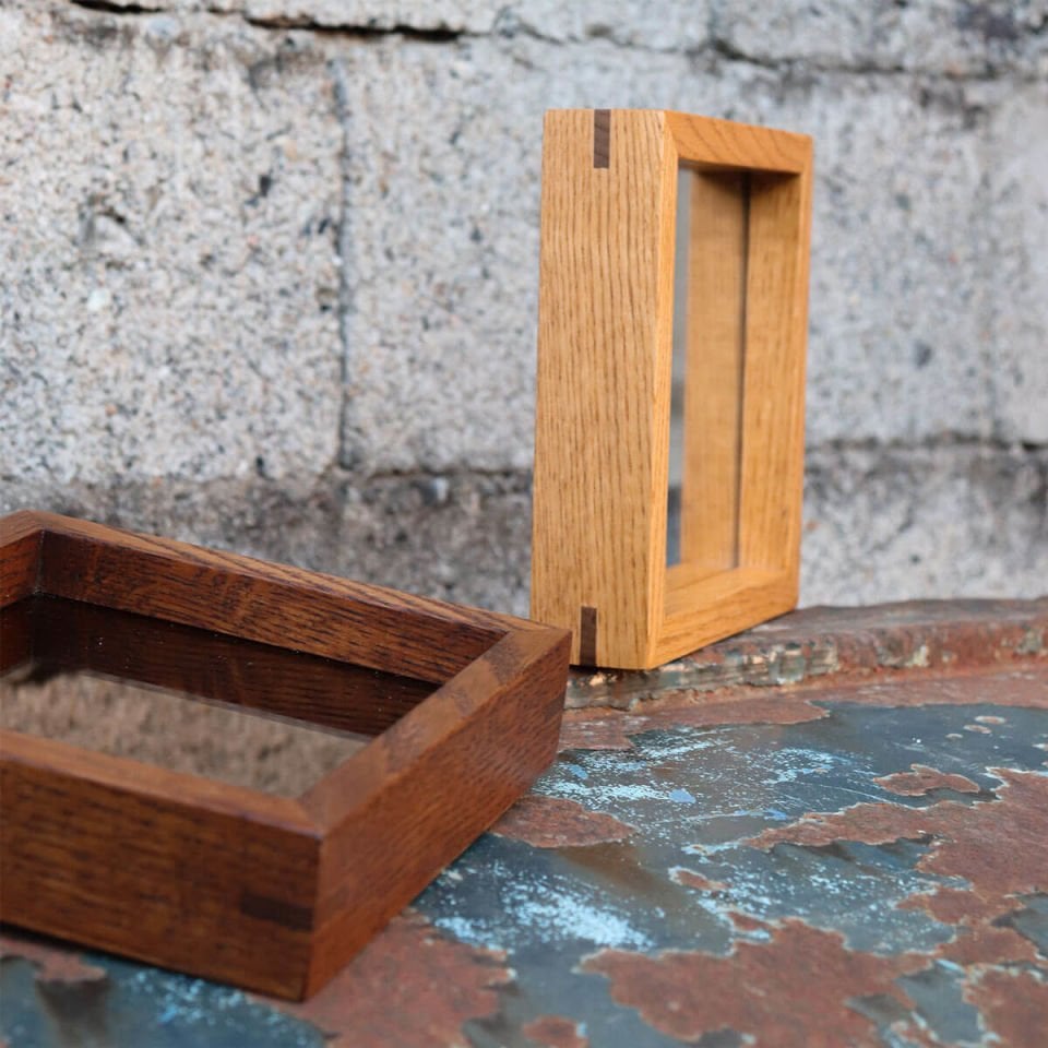 Wooden Framed Bronze Mirror, Small Square – EDGE Series Forest