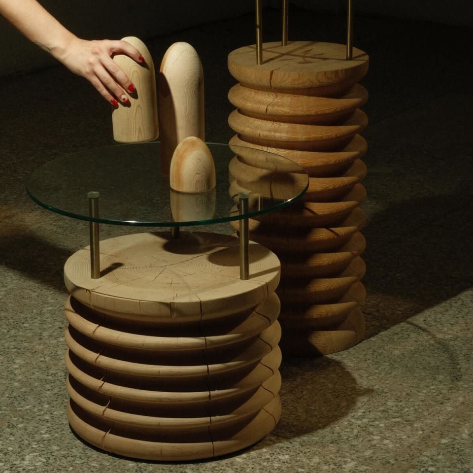 Yuvarlak Cam, Sedir Kısa Yan Sehpa – SOFRA Serisi Raw