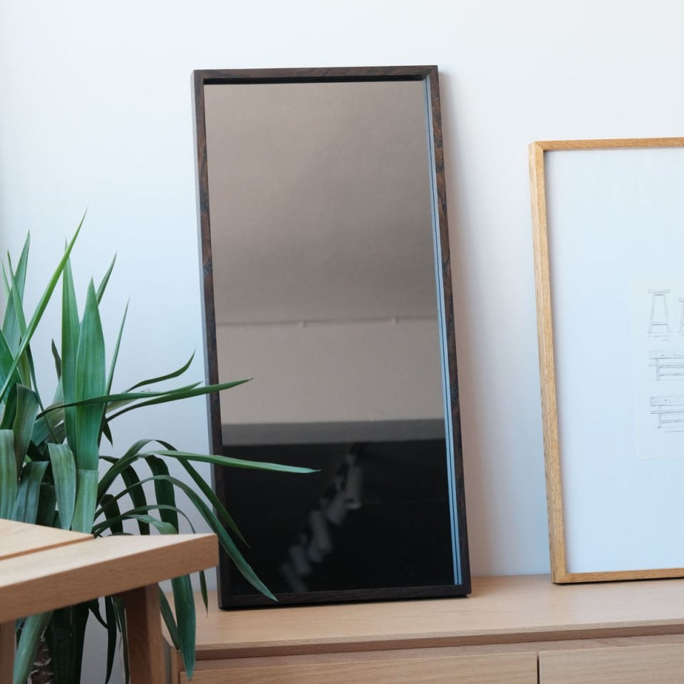 Wooden Framed Smoke Mirror, Medium Size – EDGE Series Dark