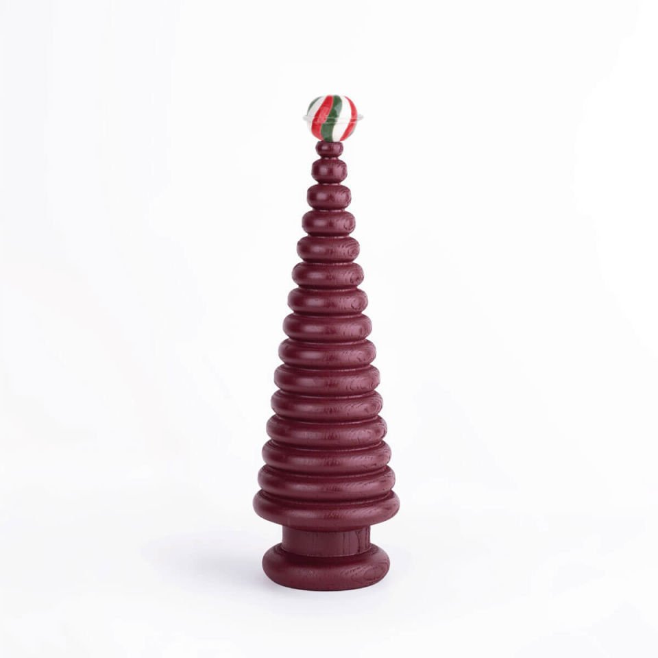 Ahşap Yılbaşı Ağacı Seti - Seramik Başlıklı Red Wine