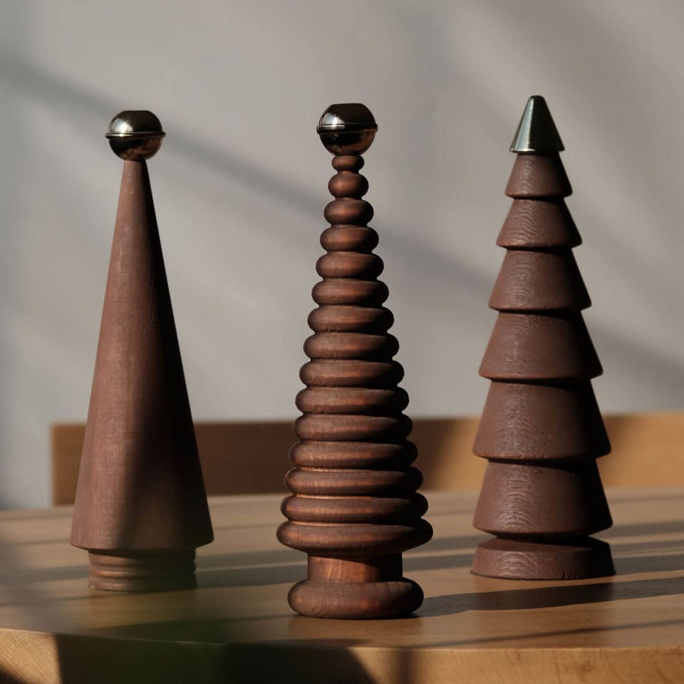 Ahşap Yılbaşı Ağacı Seti – Pirinç Başlıklı Sedir, Büyük Boy Forest
