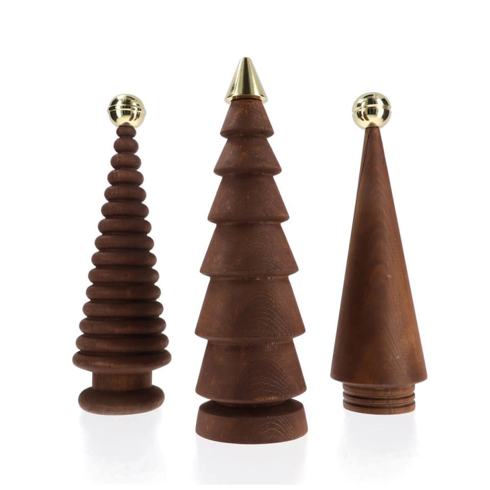 Wooden Christmas Tree Set – Brass Headed Cedar, Large Forest