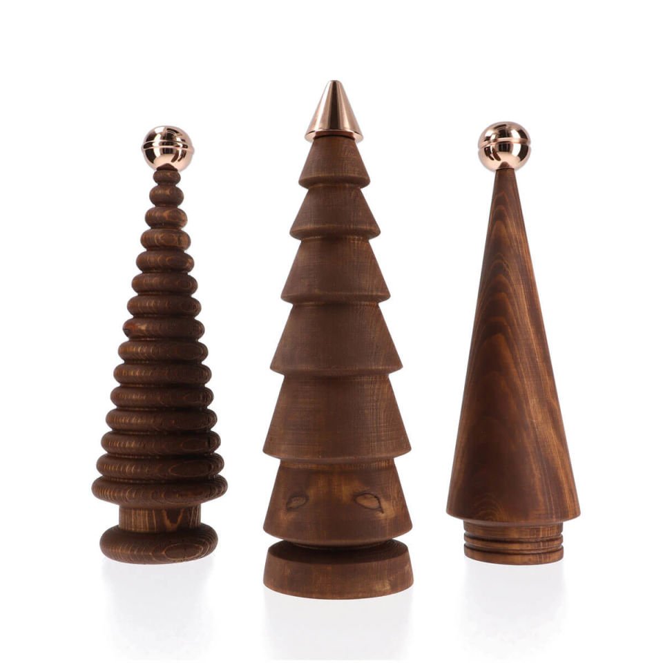 Ahşap Yılbaşı Ağacı Seti – Bronz Başlıklı Sedir, Büyük Boy Forest