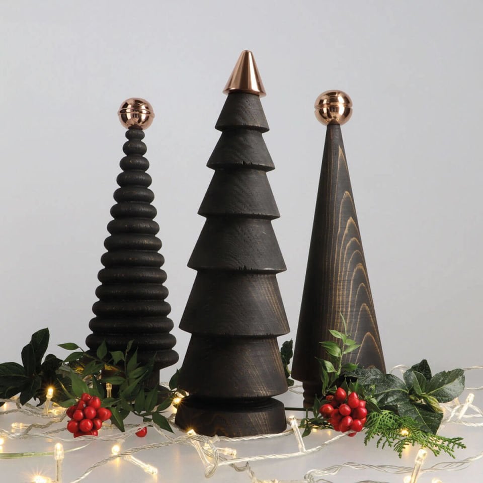 Wooden Christmas Tree Set – Bronze Headed Cedar, Large Dark