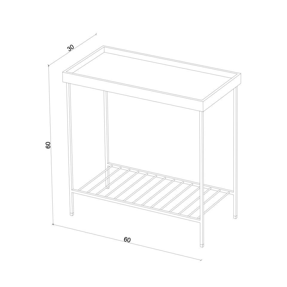 Solid Wood Wide Side Table / Flower Pot – EDGE Series, Metal Legs WHITE - Honey