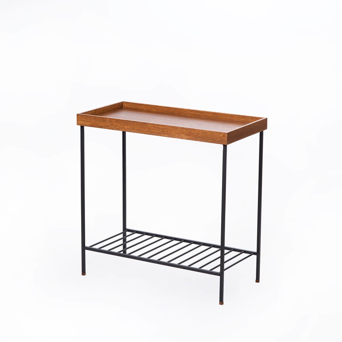 Solid Wood Wide Side Table / Flower Pot – EDGE Series, Metal Legs BLACK – Forest