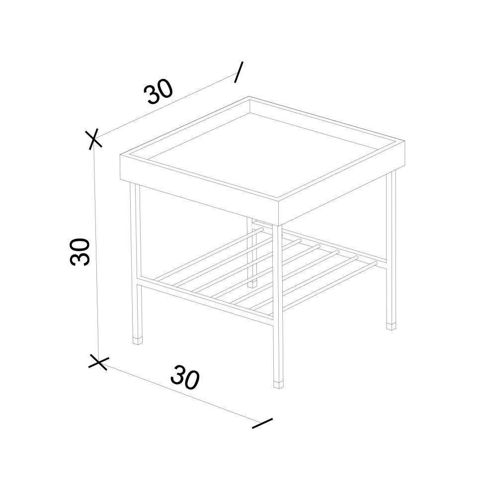 Solid Wood Short Side Table / Flower Pot – EDGE Series Dark - YELLOW