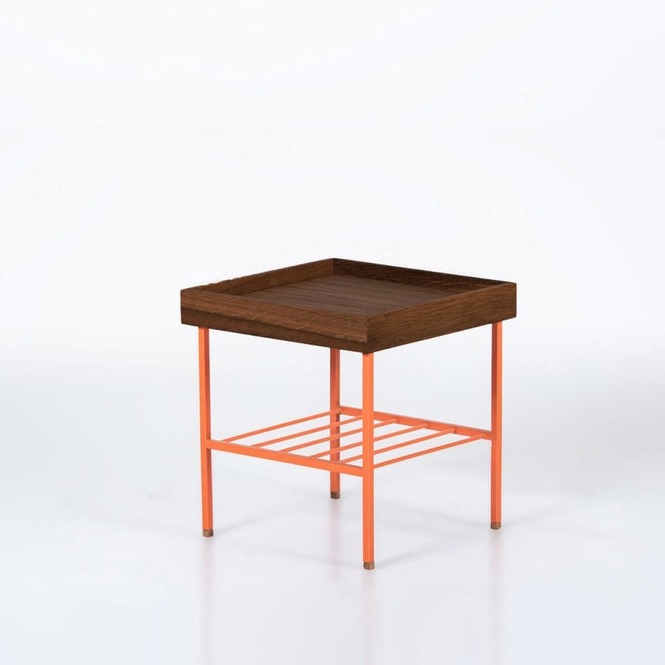 Solid Wood Short Side Table / Flower Pot – EDGE Series Forest - ORANGE