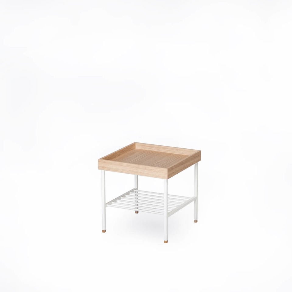 Solid Oak Short Side Table / Flower Pot – EDGE Series Raw - WHITE