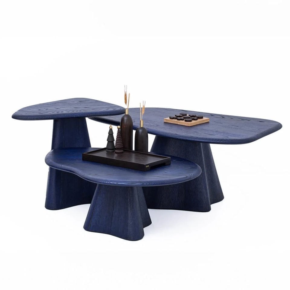 Masif Ahşap Orta Sehpa  – LAGOON Serisi Venti Navy Blue