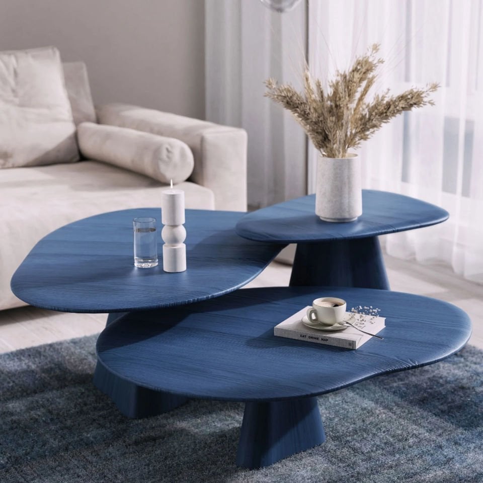 Ahşap Orta Sehpa - LAGOON Serisi Tall Navy Blue