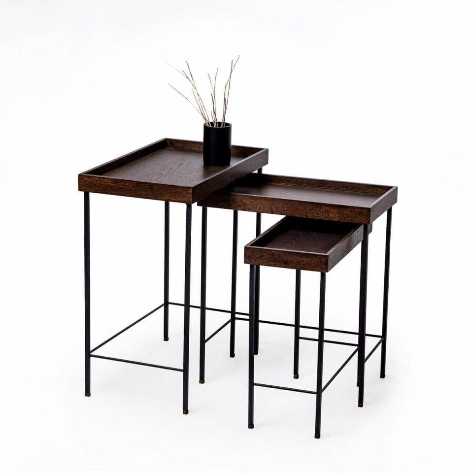 Solid Oak Nesting – EDGE Series, Black Leg Dark – BLACK