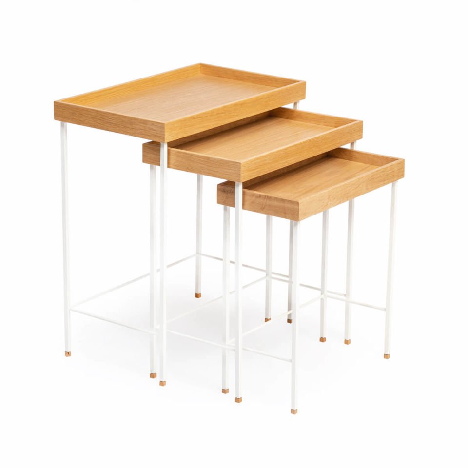 Solid Oak Nesting – EDGE Series, Black-Legged Honey – WHITE