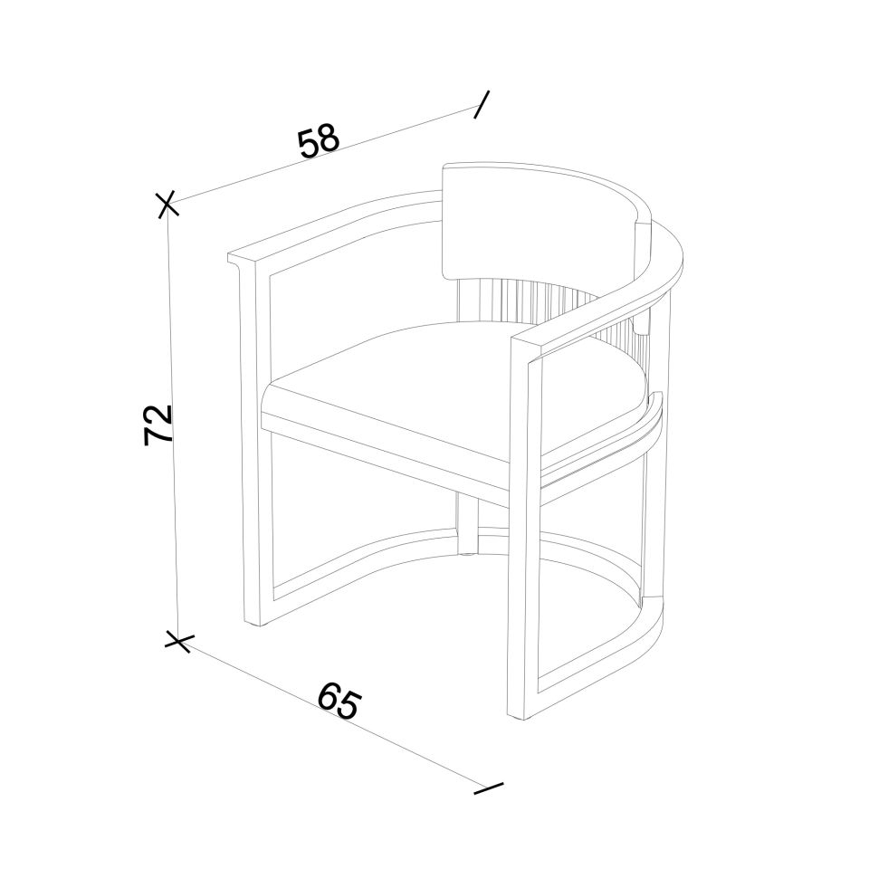 Masif Ahşap Sandalye, Çıtalı - DOCIA Serisi Raw