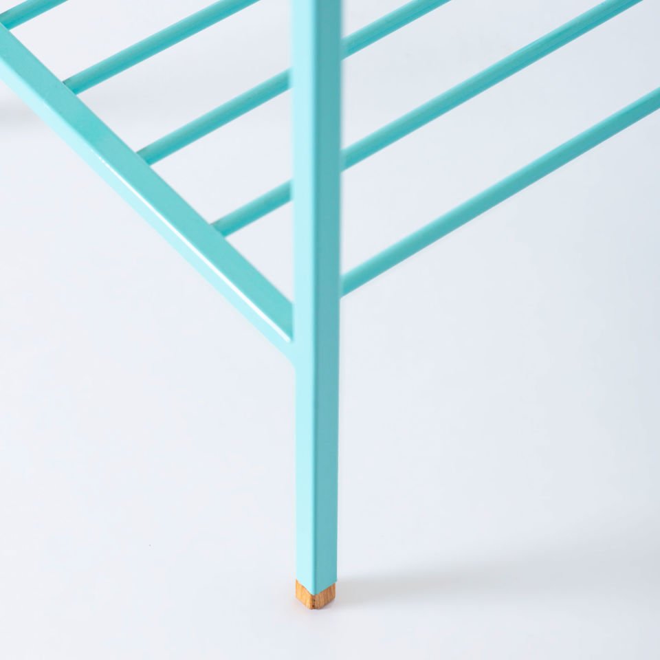 Solid Wood Side Table / Flower Pot Set – EDGE Series, Metal Leg Honey - GREEN