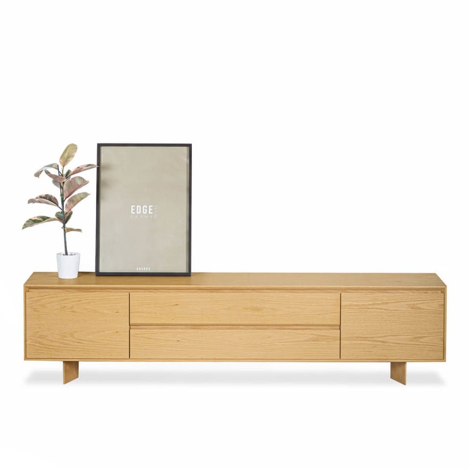 Solid Oak TV Unit – BEAM Series Honey