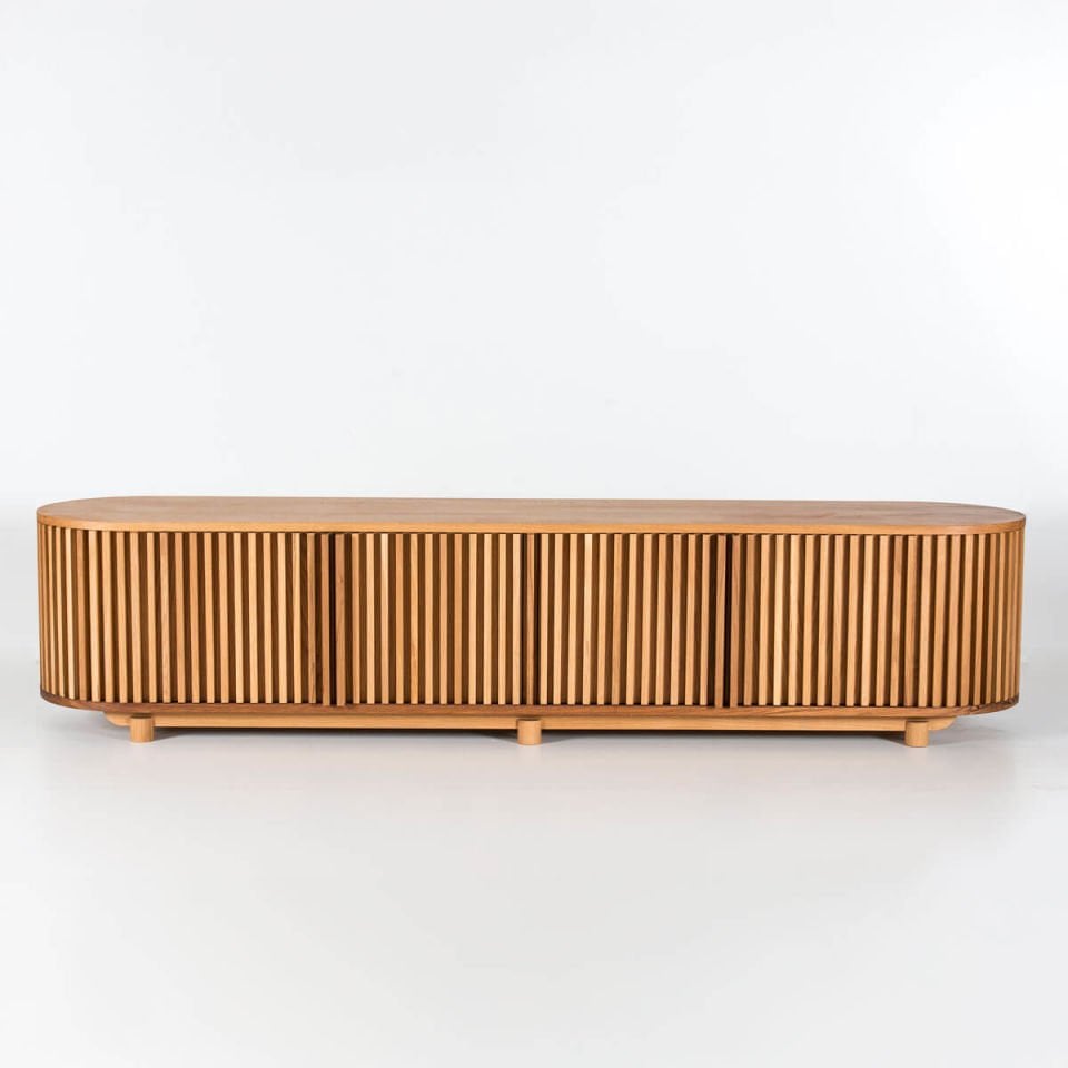 Solid Oak TV Unit - DOCIA Series Raw