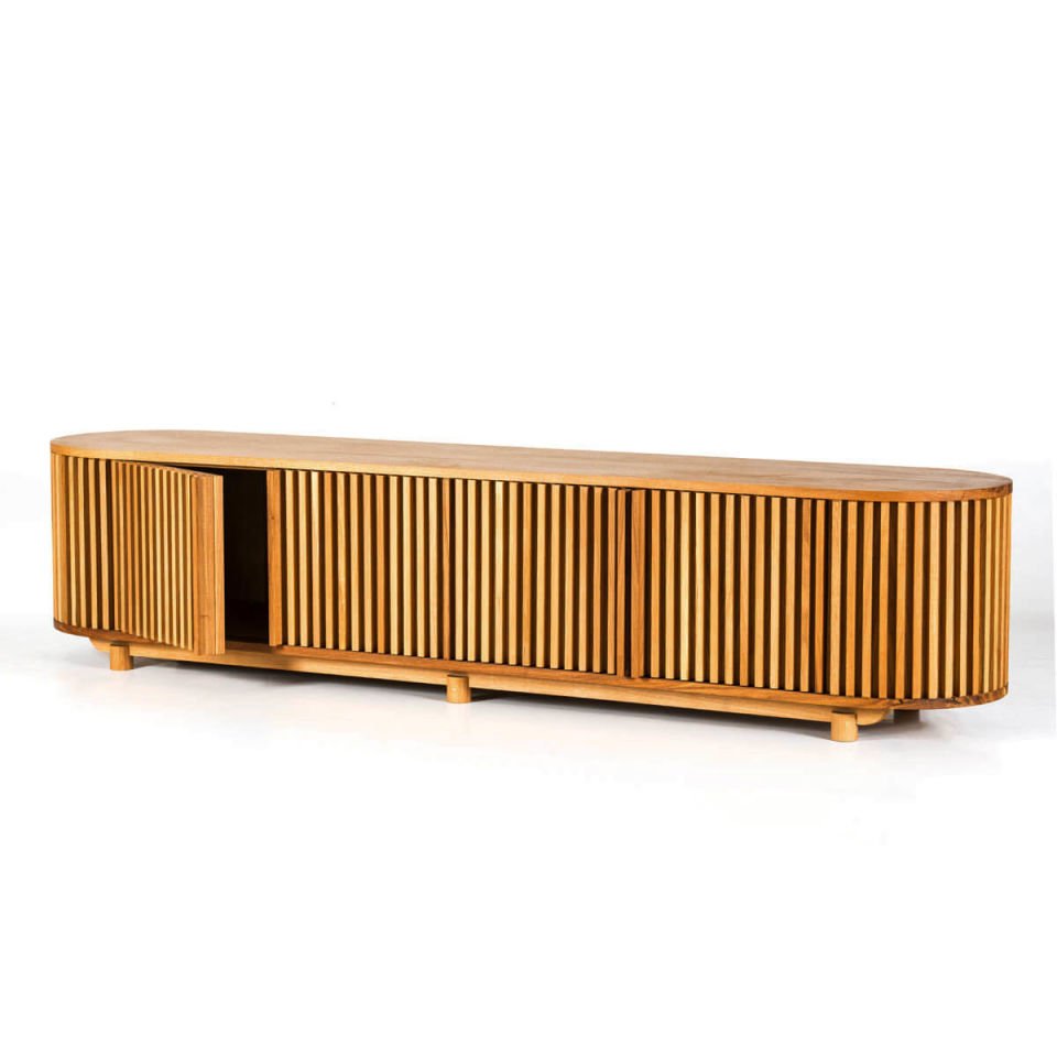 Solid Oak TV Unit - DOCIA Series Honey