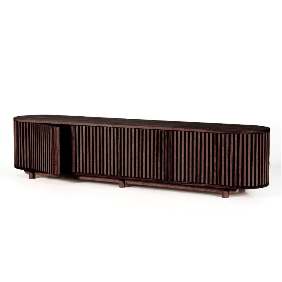 Solid Oak TV Unit - DOCIA Series Dark