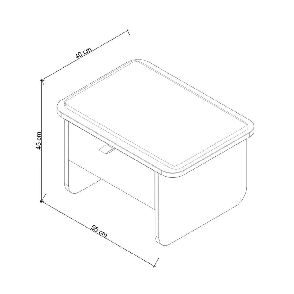 Oak Stool/Nightstand with Drawer – HOL JR. Series Honey