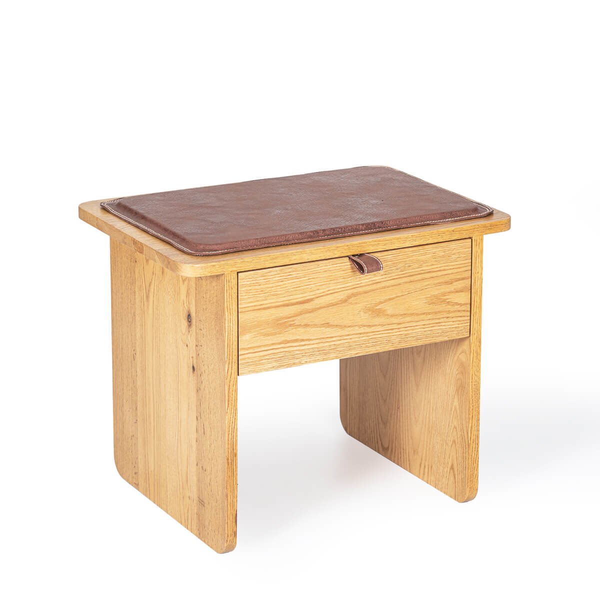 Oak Stool/Nightstand with Drawer – HOL JR. Series Honey